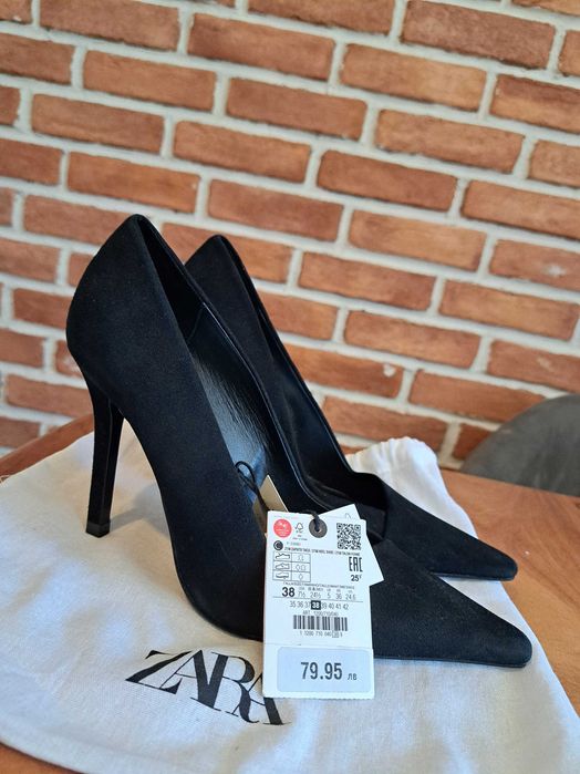 Официални велурени обувки Zara, 38 номер, чисто нови с етикет