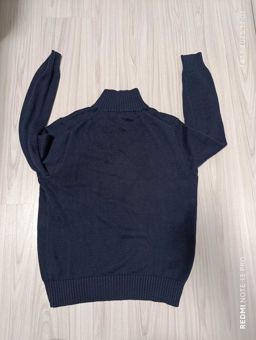 Polo Ralph Lauren 1/4 Quarter Button Turtleneck Knit Sweater Navy Blue