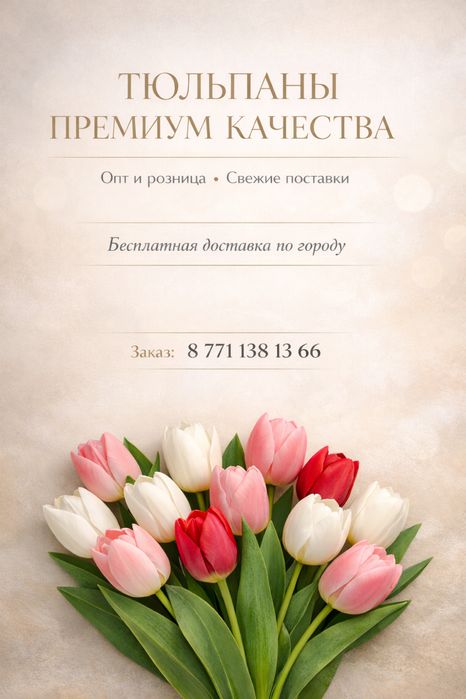 Предзаказ тюльпанов к 8 Марта открыт!