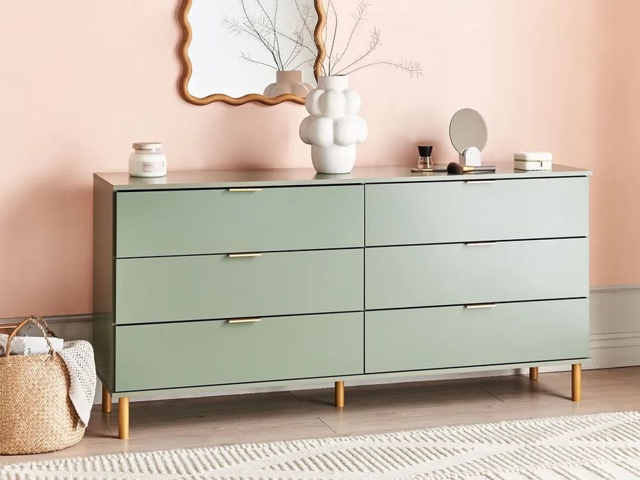 NOU Comodă 6 sertare WALPOLE, verde mentă