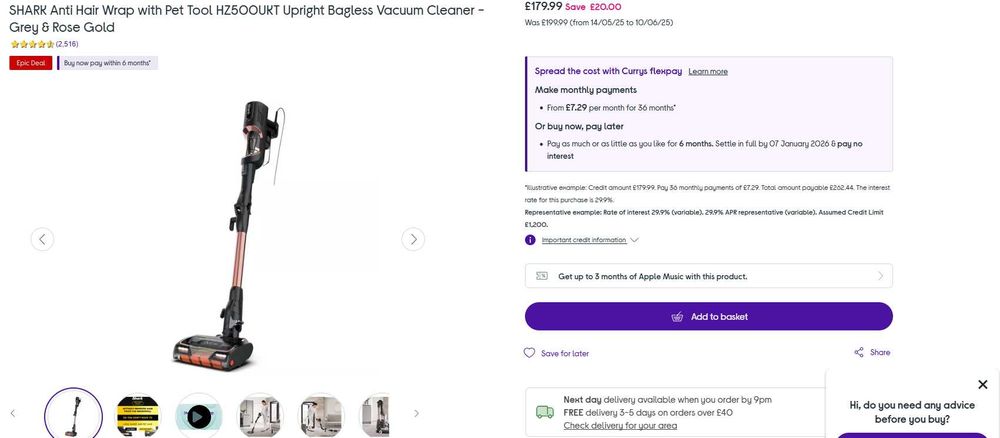 Aspirator vertical fără sac SHARK cu cablu- HZ500UKT