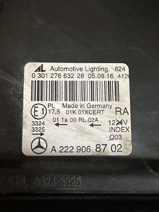 Far Mercedes S W222 2016 dreapta