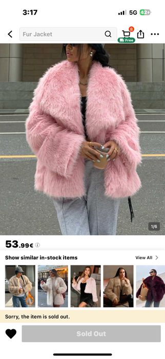 Розово пухено палто