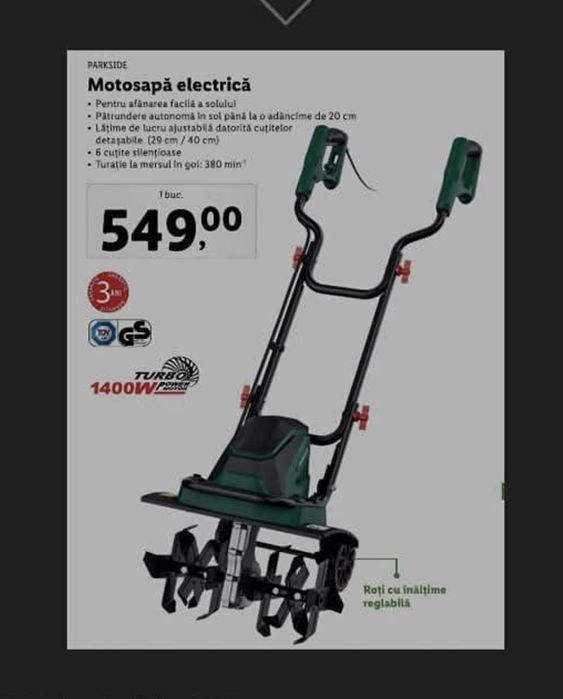 Motosapă electrică parkside nouă