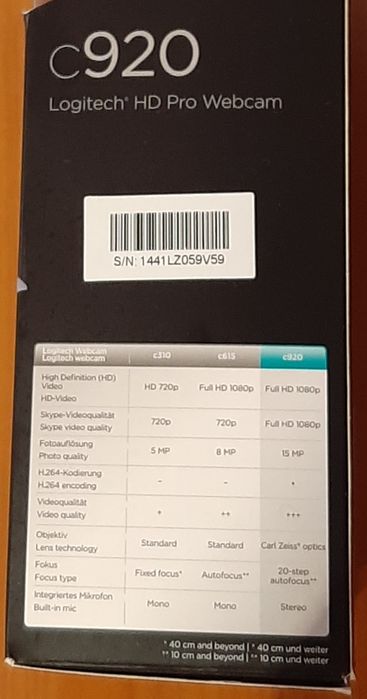 Logitech c920 Cameră web