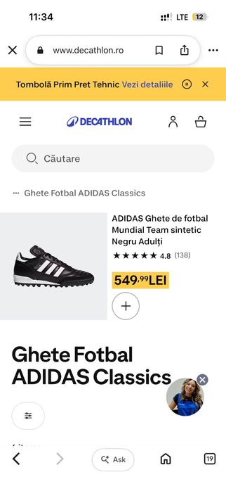 Ghete fotbal ADIDAS MUNDIAL piele vita 43