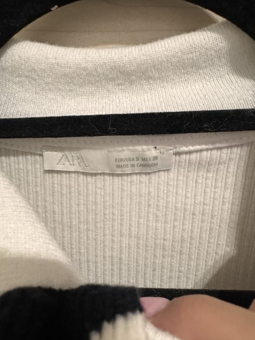 Бяла блуза с яка ZARA, размер С