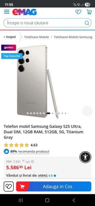 Samsung S25 Ultra NOU, 512 GB, 12 Ram.