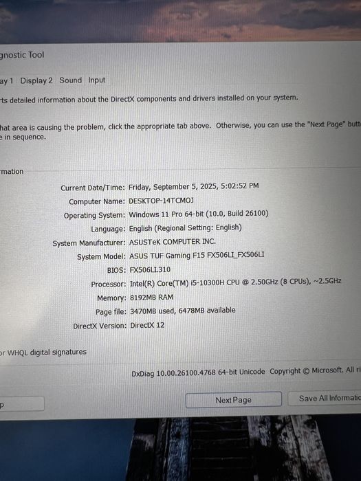 Laptop Asus TUF gaming F15 FX506Li