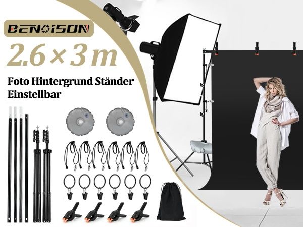 Професионална стойка за фото фон BENOISON 2.6x3м с аксесоари