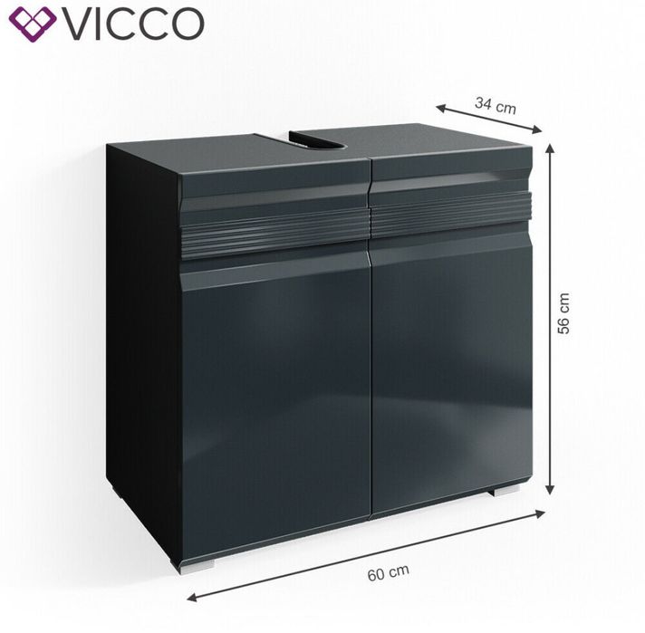 Шкаф за подмивка черен гланц Vicco 2120