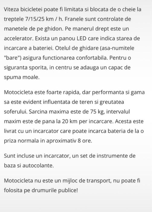 Motocicleta electrica copii Heacht
