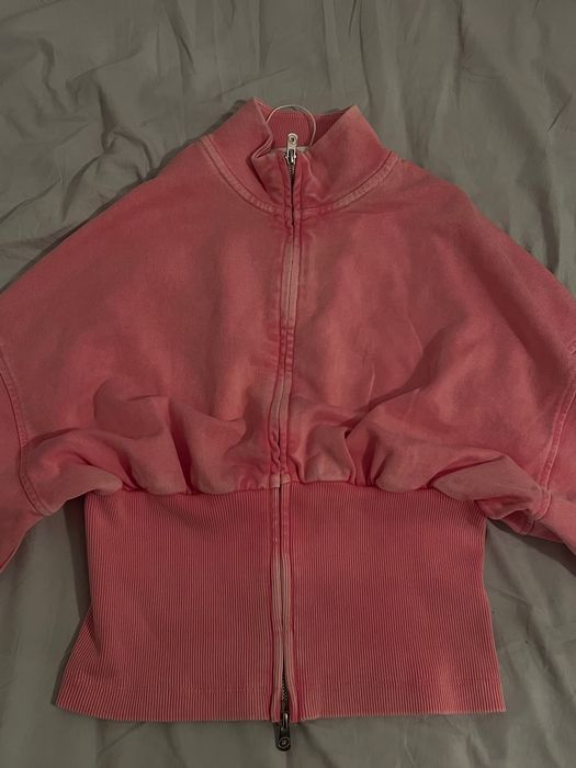 Bershka washed effect розов суичър с цип