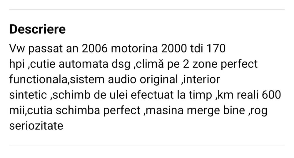 Vând Volkswagen passat b 6