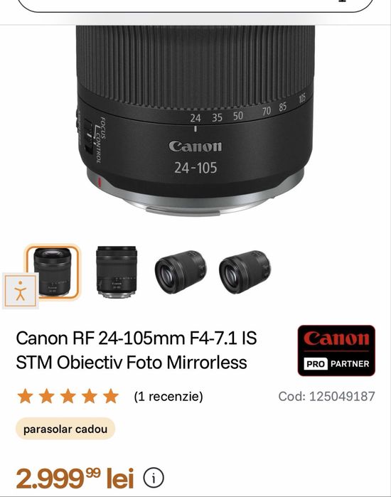 Canon RF 24-105mm F4-7.1 IS STM Obiectiv Foto Mirrorless