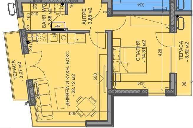 Продава се Двустаен апартамент в Пловдив, Коматево - 76 кв.м за 581 €/кв.м - Снимка #2