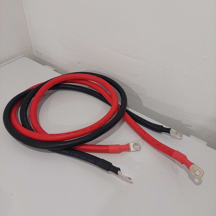 Set Cabluri Conexiune Invertor-Baterie 50mm² 2x1,5m  rosu si negru| Cupru Durabil pentru Sisteme Fotovoltaice