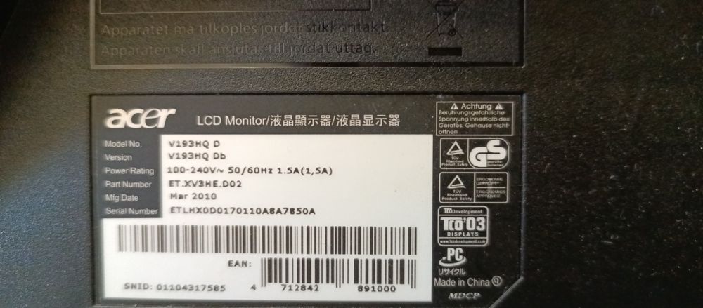 Монитор 19" Acer V193HQ