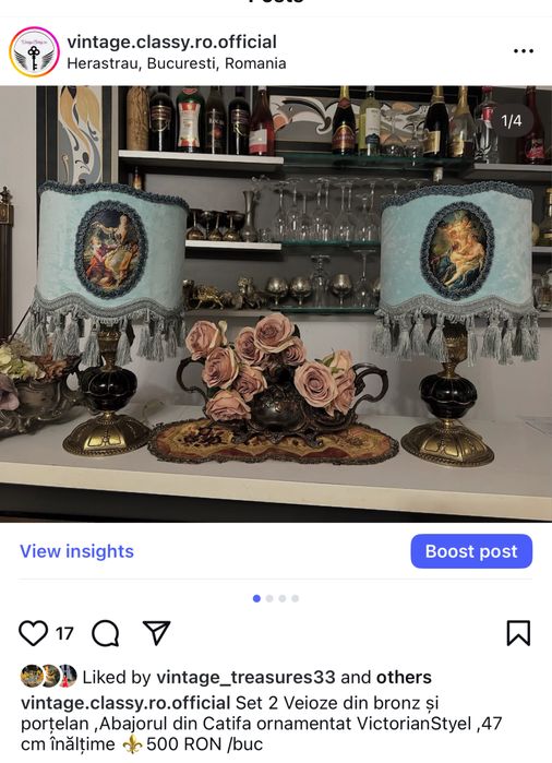 Lampadar din bronz si tapiserie