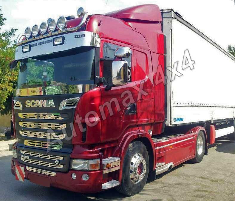 Bullbar, bara inox, suport proiectoare plafon Scania