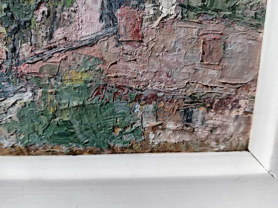 Tablou vechi - peisaj citadin - pictor roman