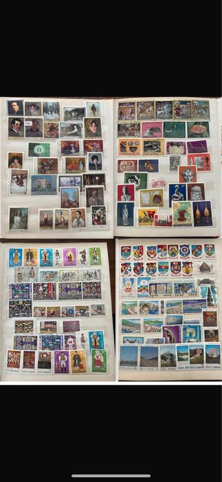 2 clasoare continand 817 timbre vechi