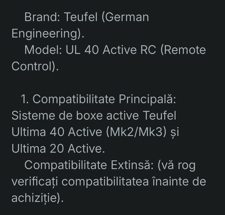 Telecomanda Teufel