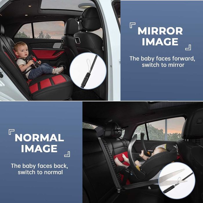 Бебешка автомобилна камера GEARCELL HD 1080P, 64GB карта, 4.3" дисплей