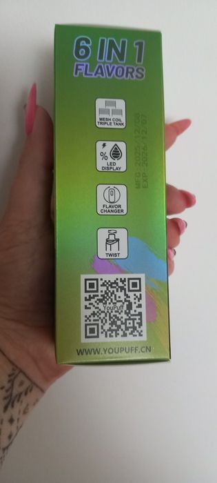 YouPuff 120k , 6 in 1 - Vape tip țigară electronică cu diferite arome de shisha și 6 arome diferite într-un singur dispozitiv