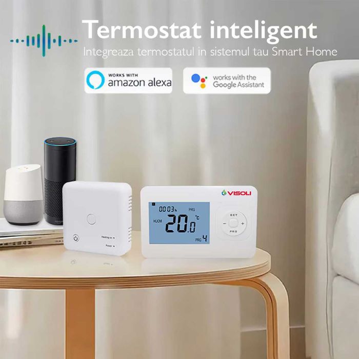 Termostat Ambient Inteligent Visoli™ W08,WIFI,Controlat Prin Aplicatie