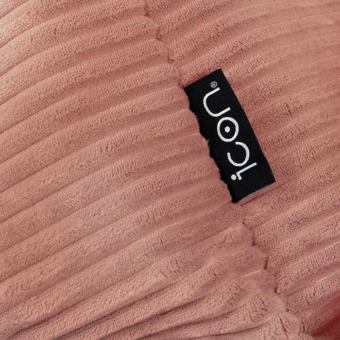 Fotoliu-sac pentru copii Icon Dalton cu taburet, din catifea reiata, roz