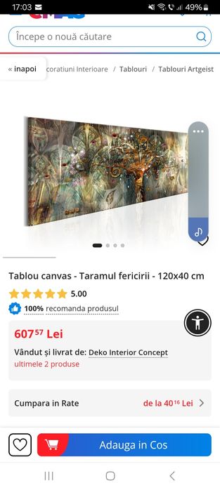 Tablou canvas Taramul fericirii  120/40 cm