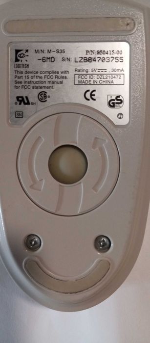 Компютърна мишка с три бутона с топче Ligitech, PS2