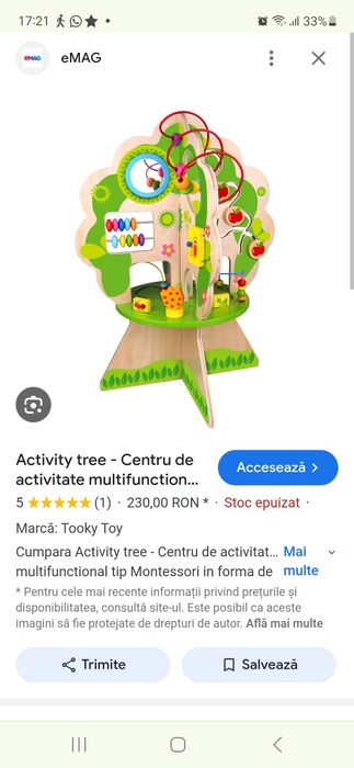 Copac activitati Montessori "My Wooden Activity Tree"