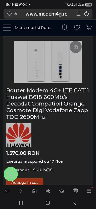 Router Modem 4G sim card  Huawei B618 600Mb/s