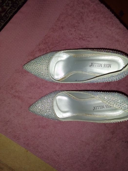 Туфли серый цвет с блестками