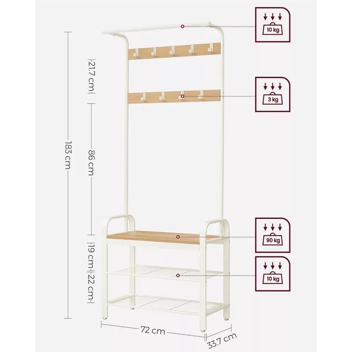 Mobilier hol cu rafturi, umerase, suport pentru pantofi și scaun