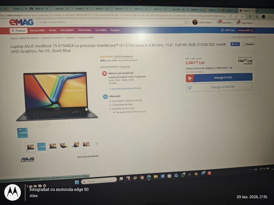 Laptop Asus Vivobook 15 X1504ZA +Mouse Gaming Inclus +16 GB RAM + OS