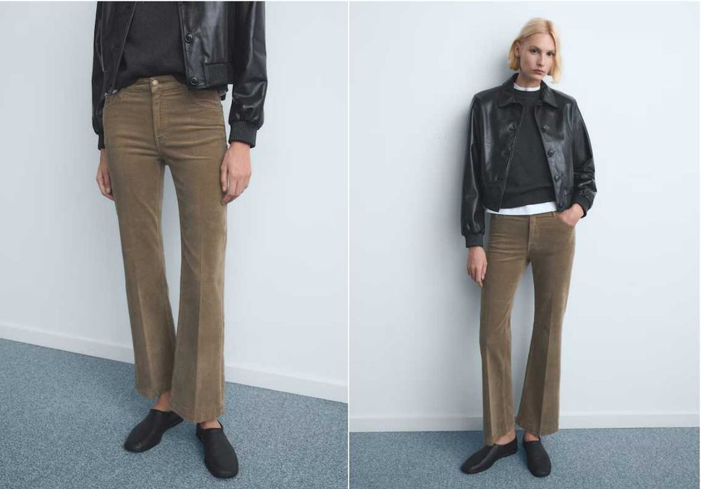 Разкроени джинси от рипсено кадифе, номер 34, Нови, среднокафяви