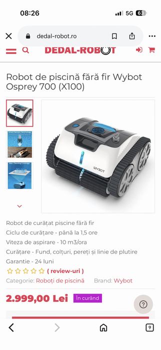 Robot aspirare piscina Osprey 700 ca NOU