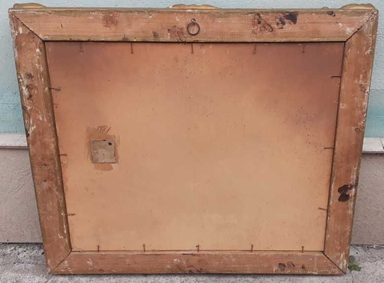 Tablou vechi - casa si gradina - semnat Verona