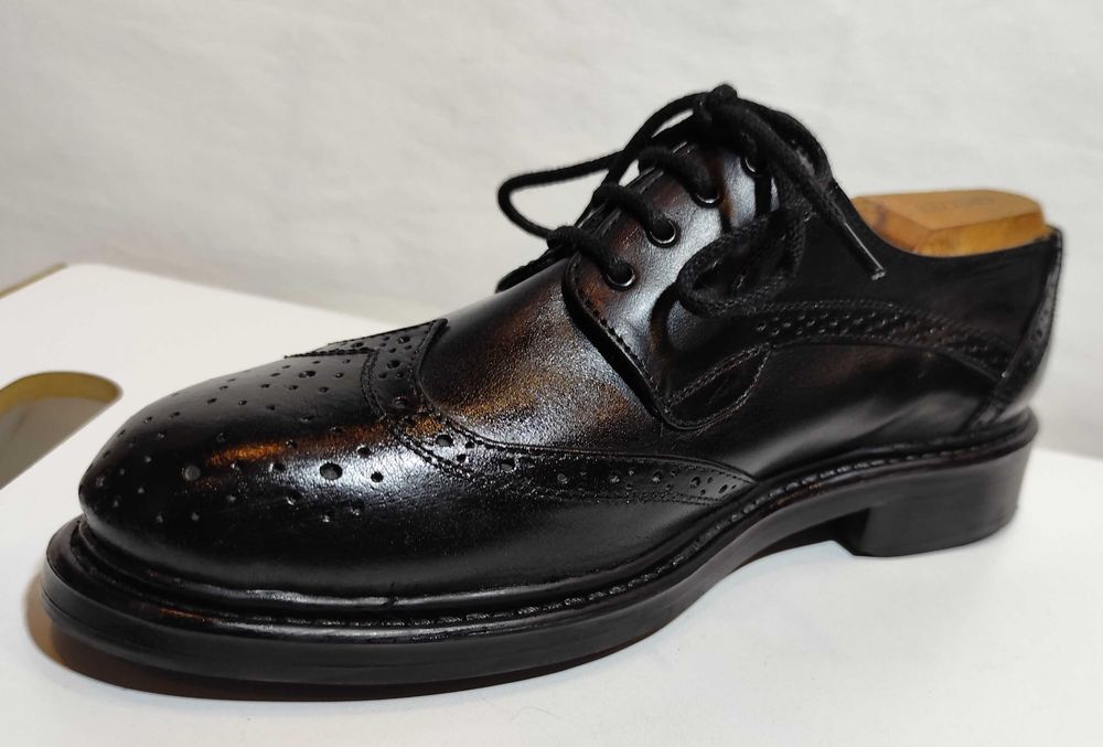 Pantofi derby 40.5 41 brogue Lavoratione Artigianale Ligie piele nat