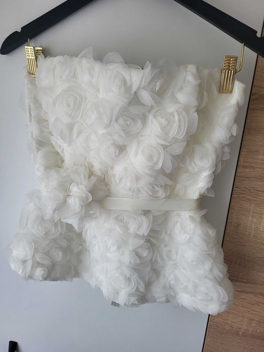 Бял топ с пеплум Christine fashion М размер