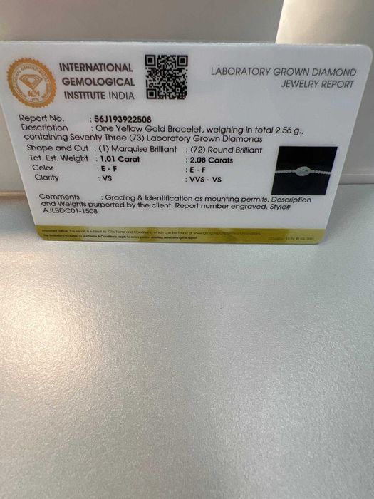 Brățară 14 ct aur galben cu 73 diamante (3.09 ct) – elegantă, de lux.