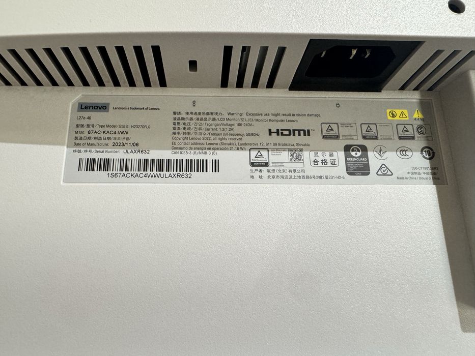 Монитор Lenovo led backlight