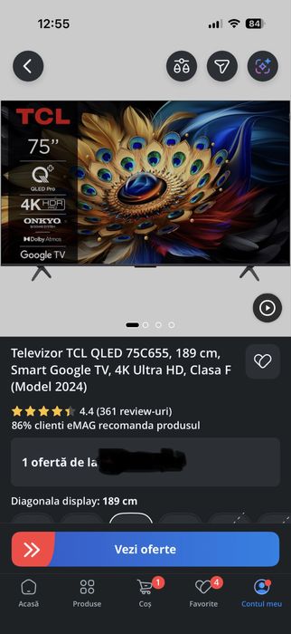 Televizor TCL QLED 75C655