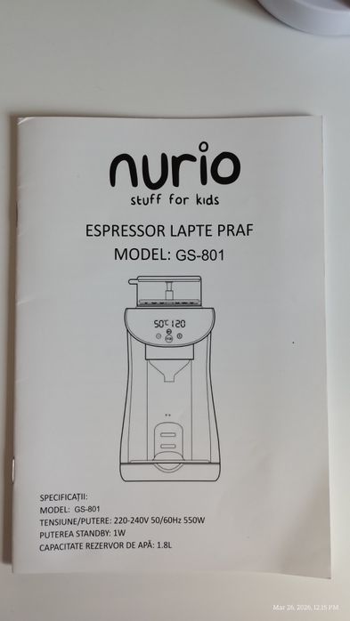 Aparat preparare lapte praf Nurio