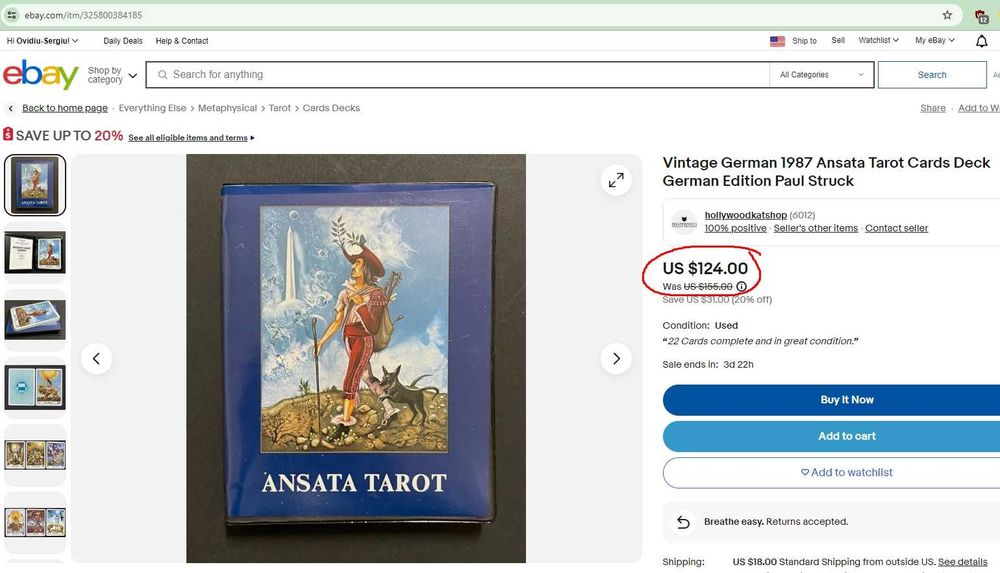 set cărți TAROT complet RAR