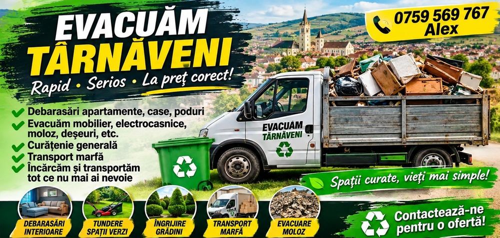 Evacuăm Târnăveni – Debarasări, Transport & Spații Verzi