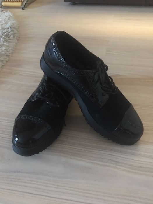 Туфли ,замша и  лак,черные